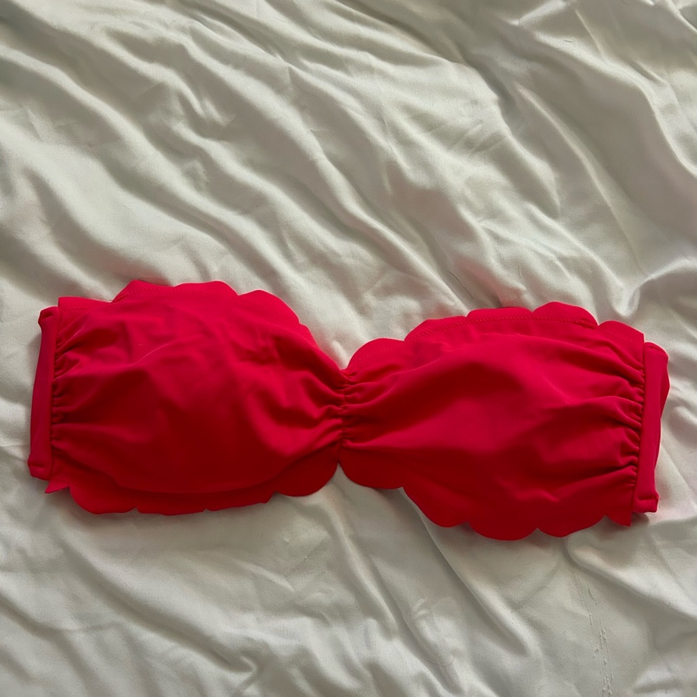 Victoria’s Secret Pink Scalloped Edge Bandeau Strapless Bikini Top Size M